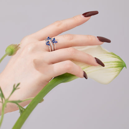 Butterfly Trio Ring - Blue