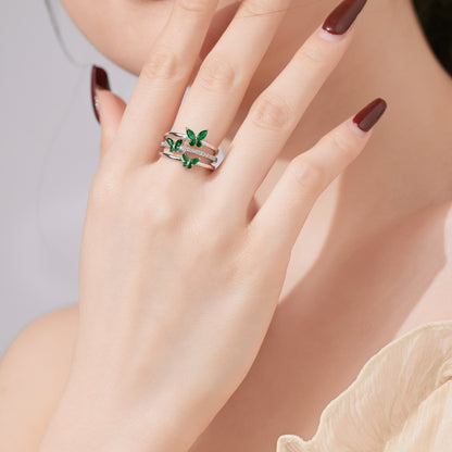 Butterfly Trio Ring - Green