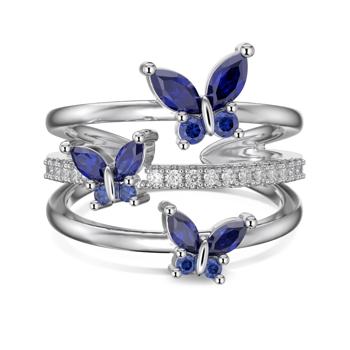 Butterfly Trio Ring - Blue