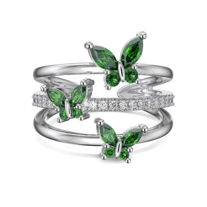 Butterfly Trio Ring - Green