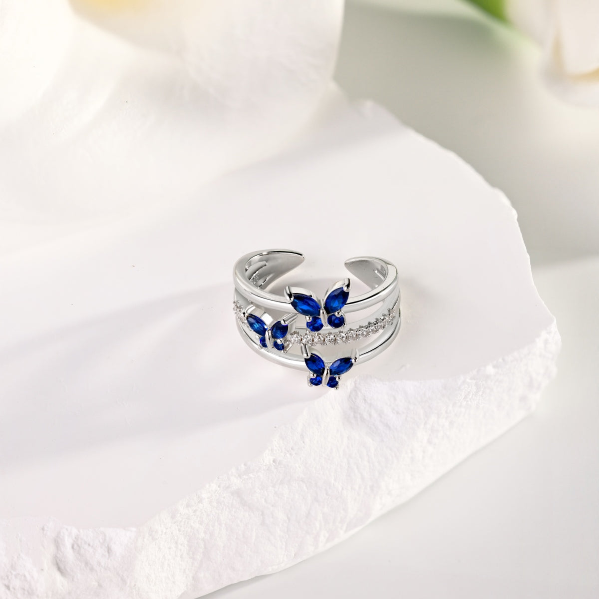 Butterfly Trio Ring - Blue