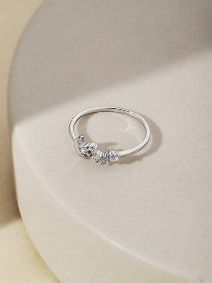 Crescent Moon and Star Ring