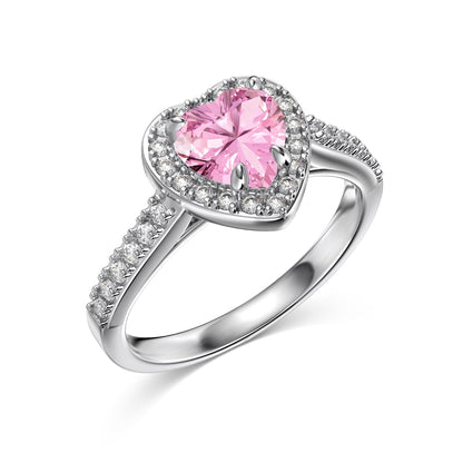 Pink Heart Halo Ring