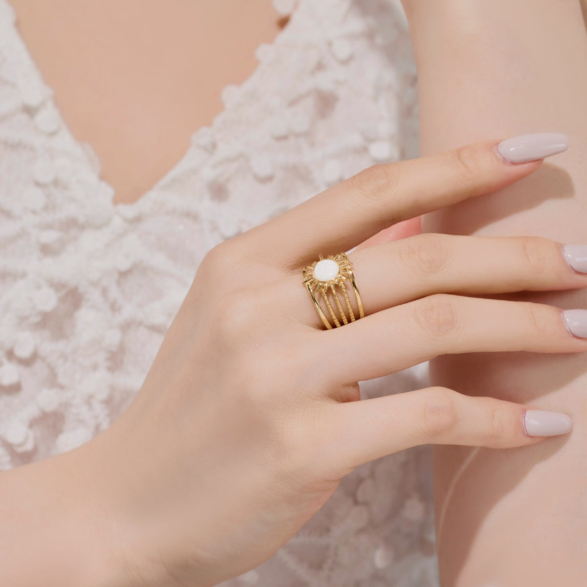 Gold Sunburst Opal Ring