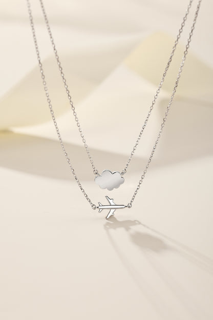 Silver Airplane & Cloud Necklace