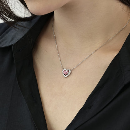 Pink Heart-Shaped Gemstone Pendant Jewelry Set