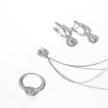 Round Halo Jewelry Set