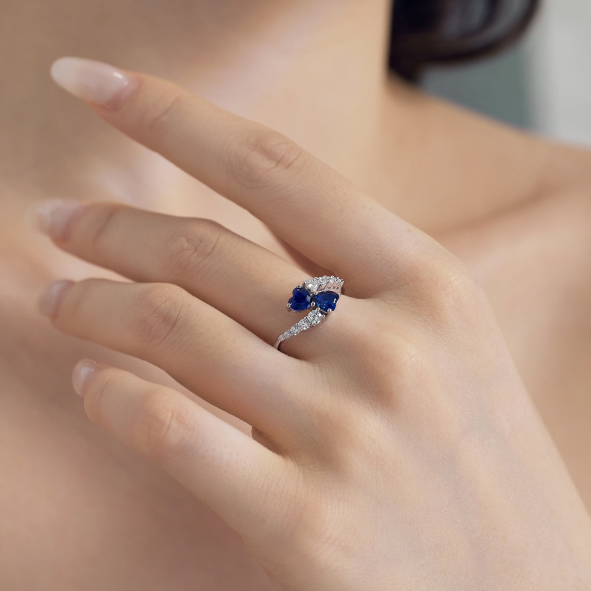 Blue Heart-shaped Gemstone Ring