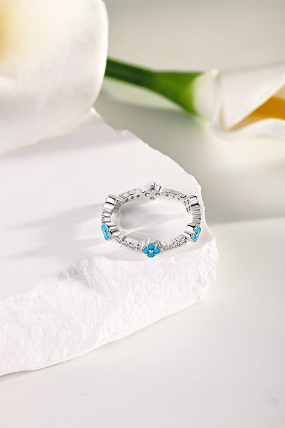 Blue Clover Eternity Ring