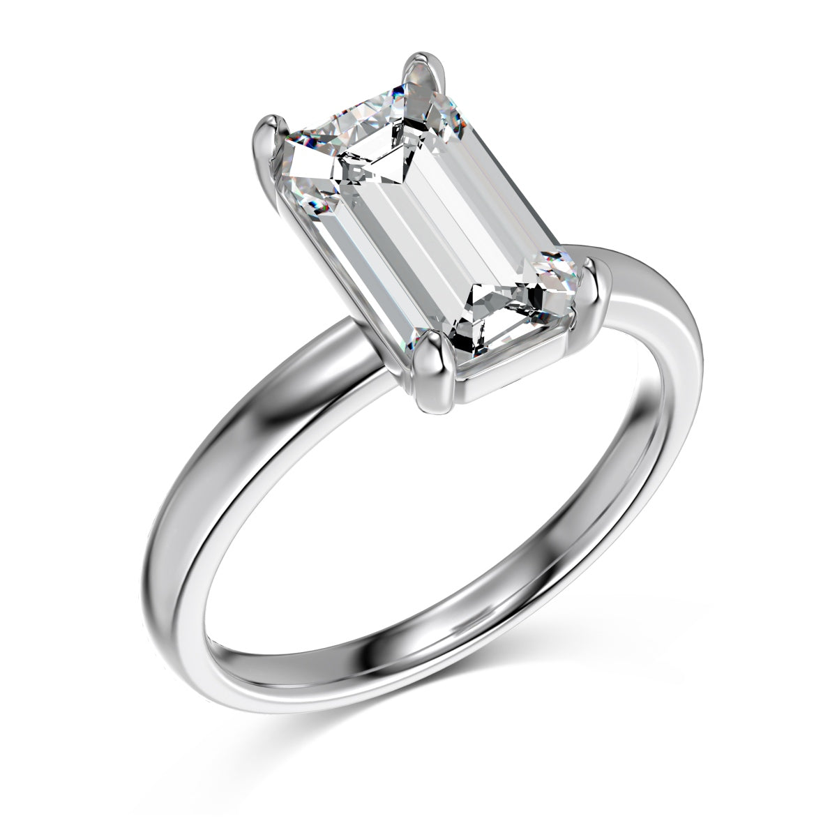 Emerald Cut Silver Ring