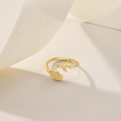 Gold-Tone Airplane Adjustable Ring