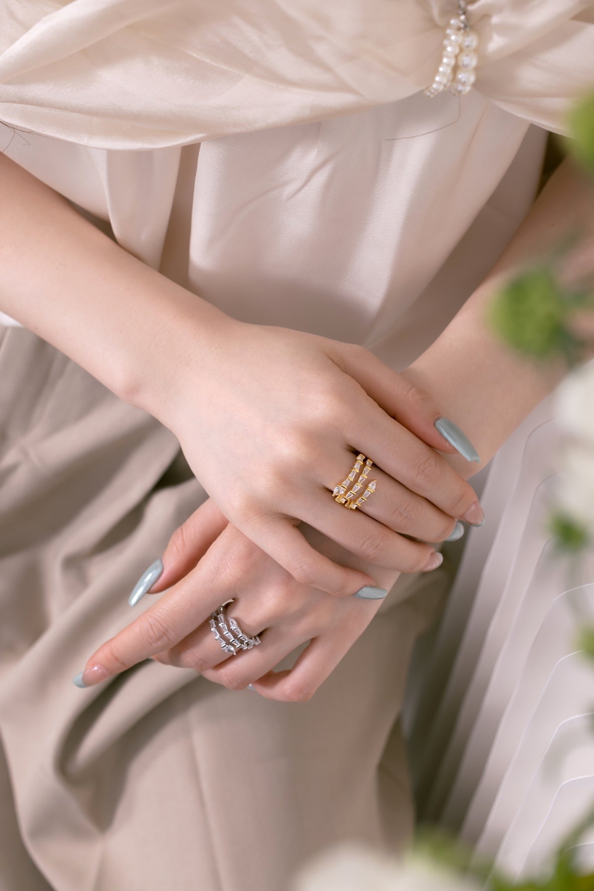 Silver Baguette-Cut Statement Ring