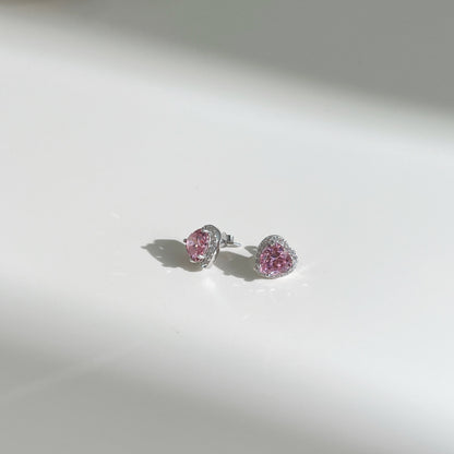 Pink Heart-Shaped Stud Earrings