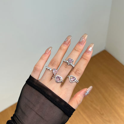 Heart-Shaped Pink Stone Ring