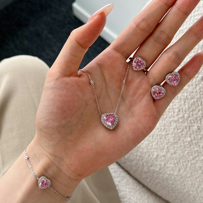 Pink Heart-Shaped Stud Earrings