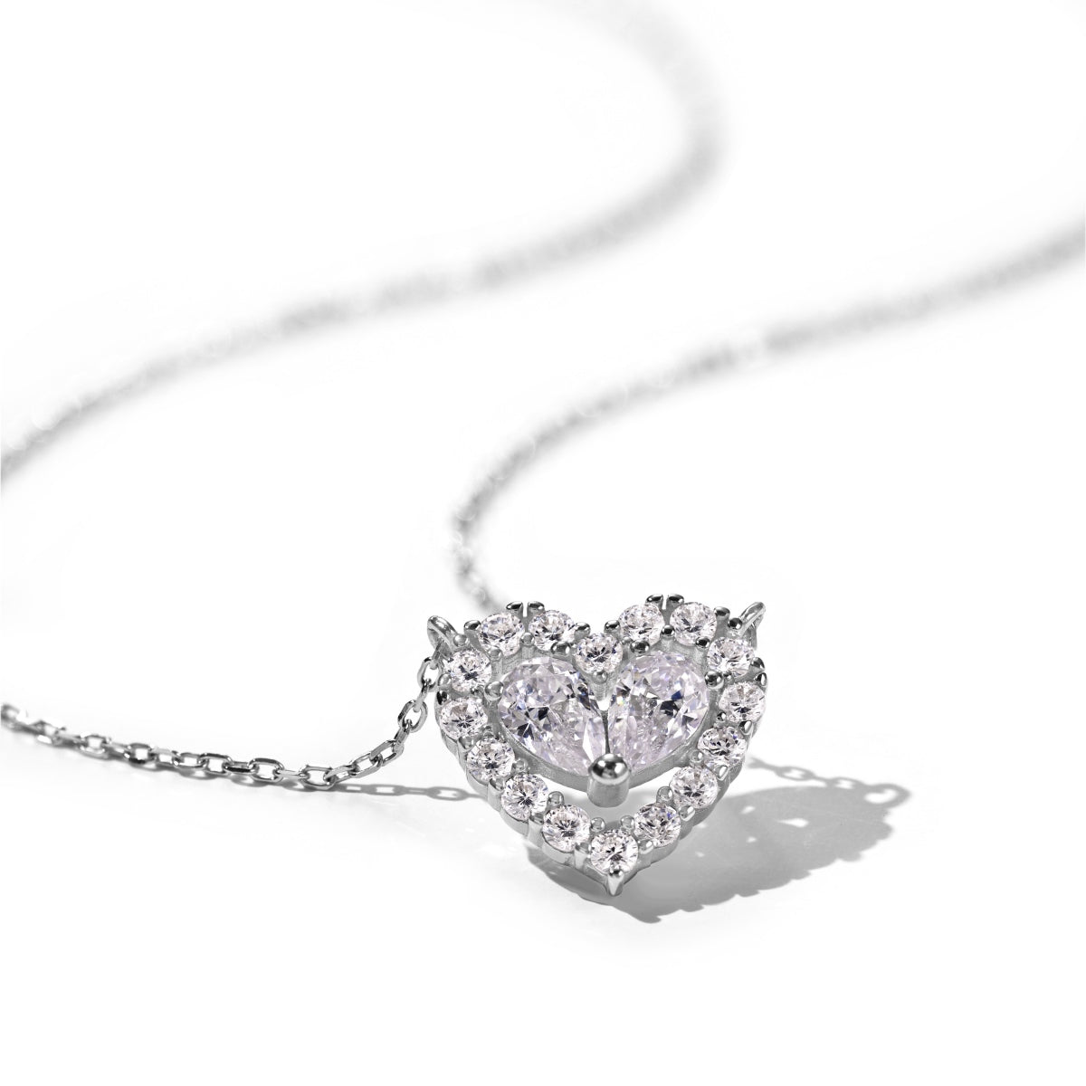 Heart-Shaped Diamond Pendant Necklace