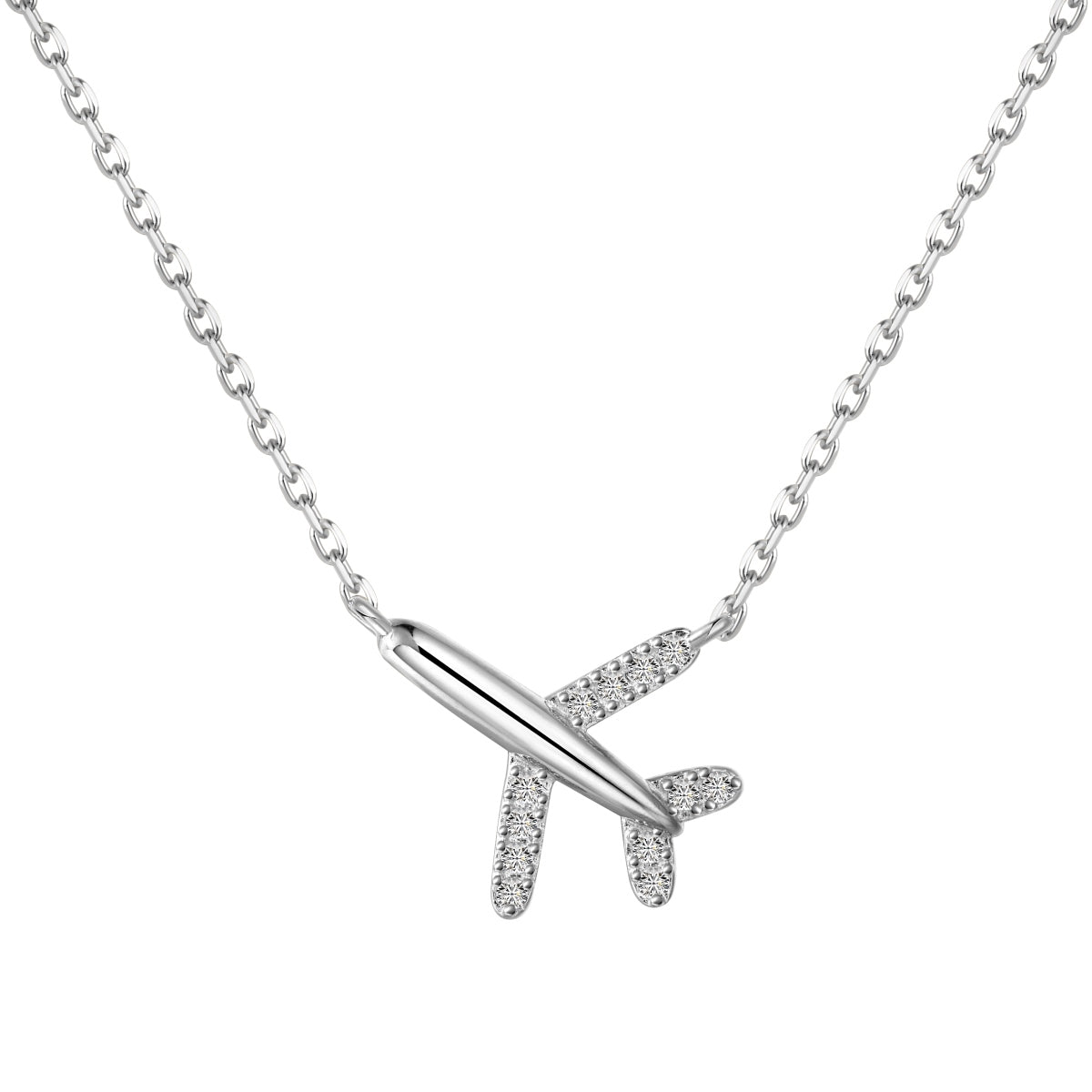 Silver Airplane Necklace