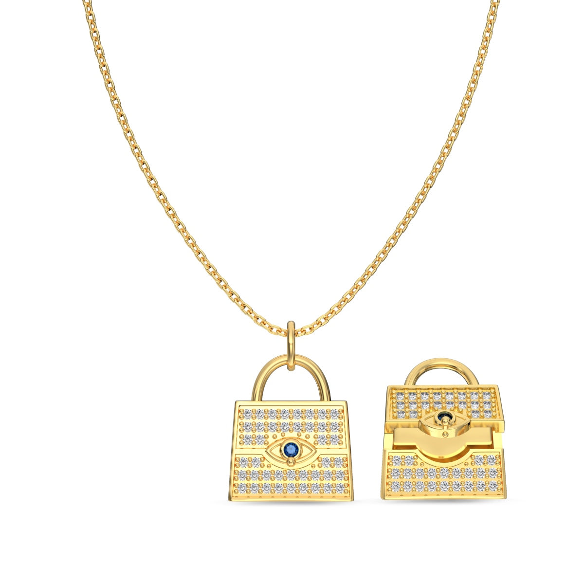 Golden Lock gemstone Necklace