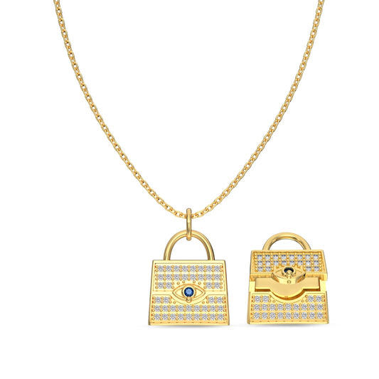 Golden Lock gemstone Necklace