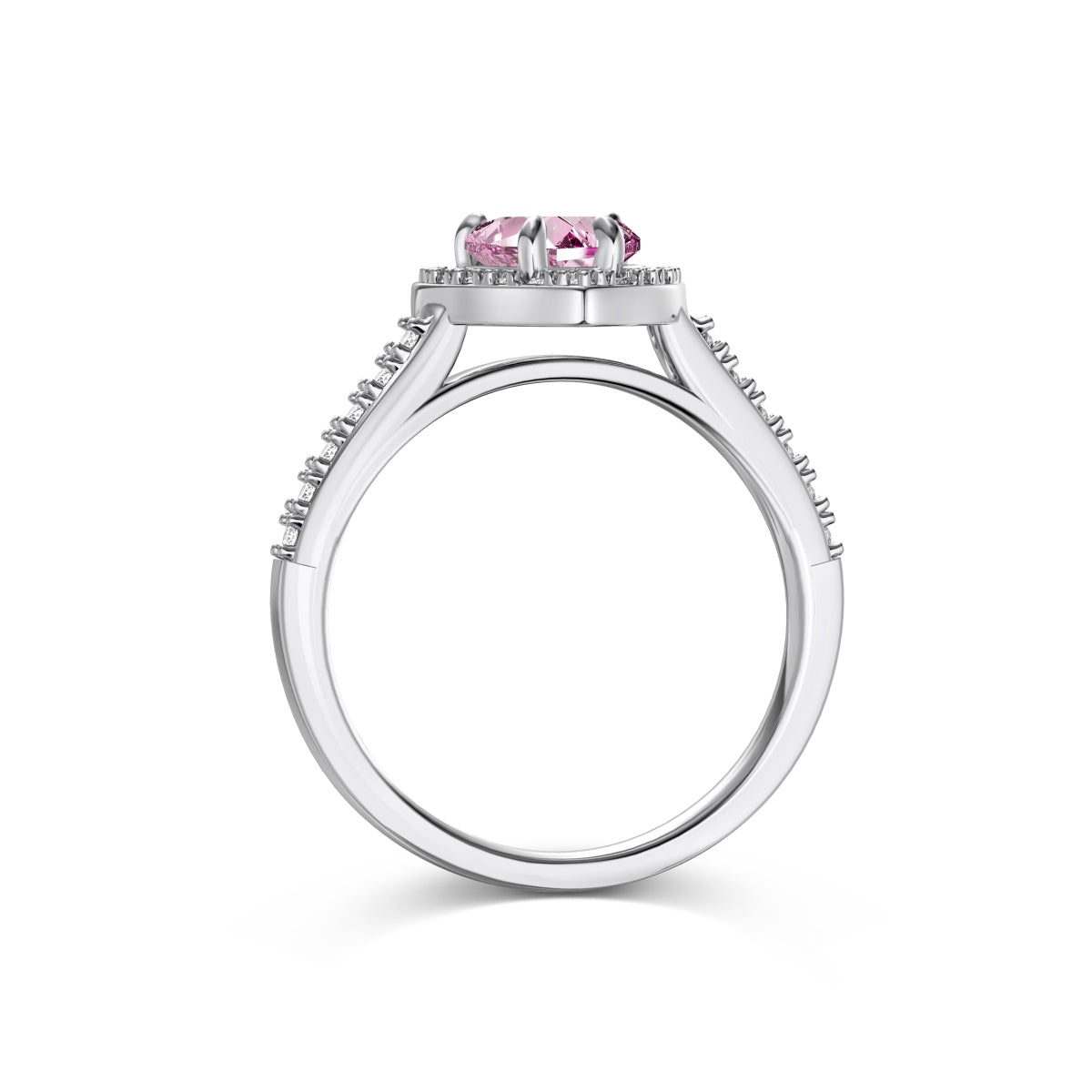 Pink Heart Halo Ring