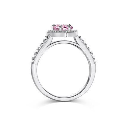 Pink Heart Halo Ring