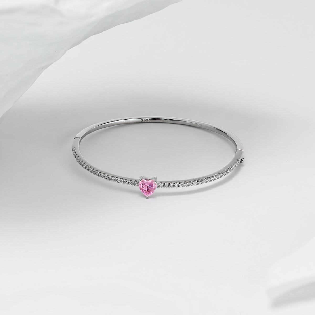 Pink Heart Bangle Bracelet