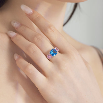 Tri-Color Radiant Gemstone Ring