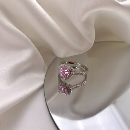 Pink Heart Halo Ring