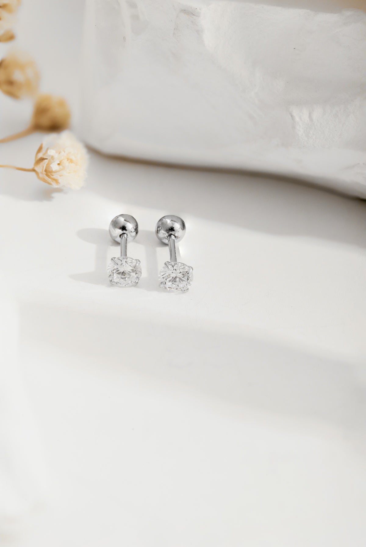 Crystal Stud Earrings with Interchangeable Backs 4mm