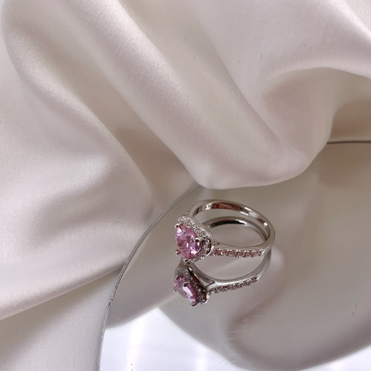 Pink Heart Halo Ring