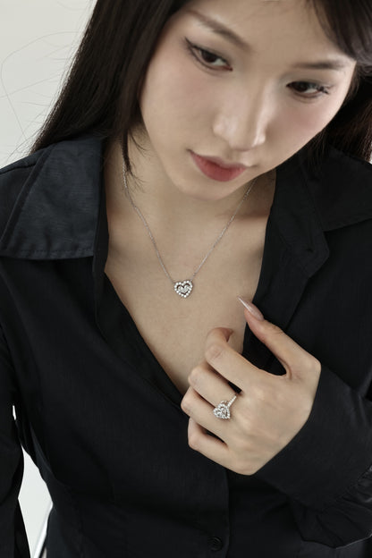 Heart-Shaped Diamond Pendant Necklace