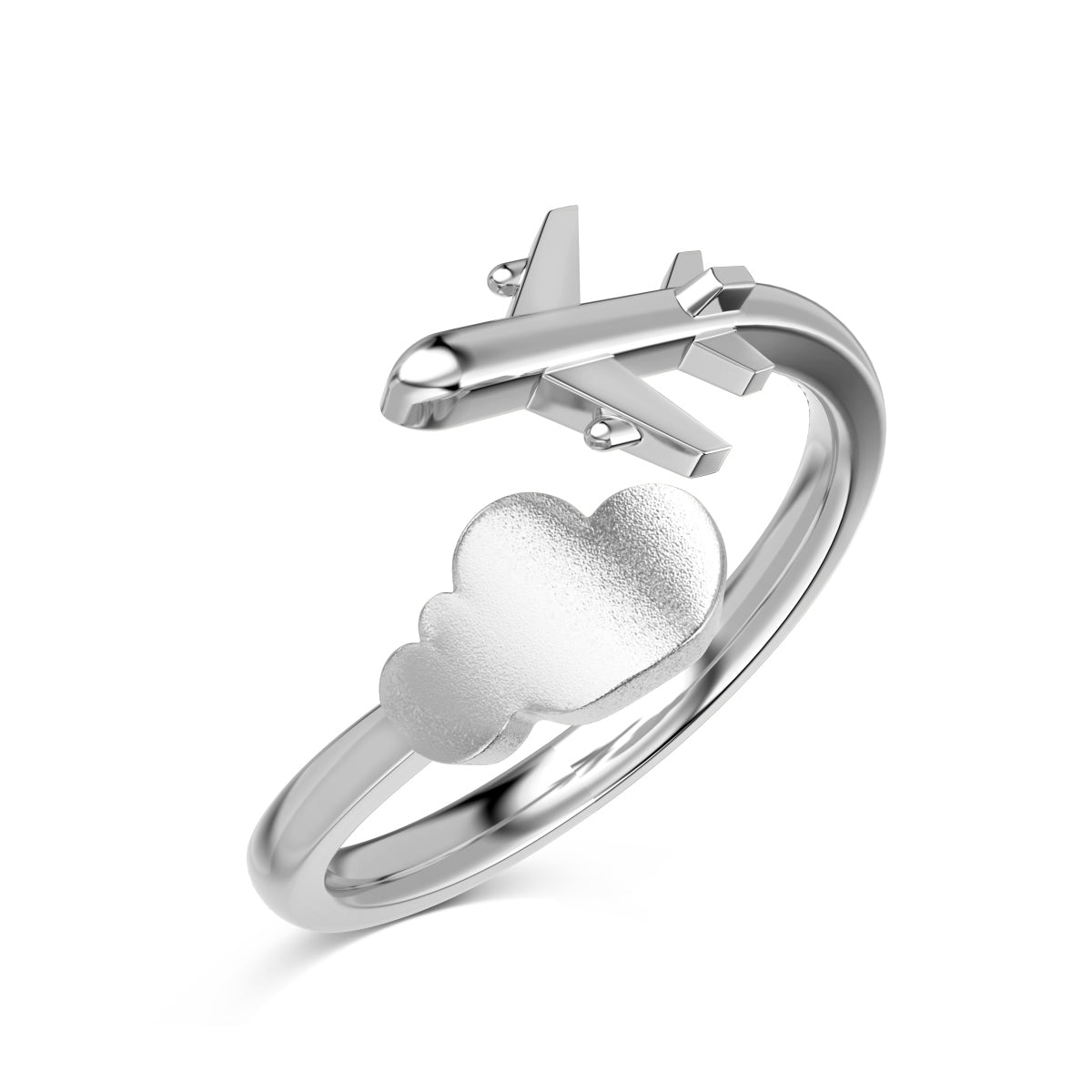 Silver-Tone Airplane Adjustable Ring