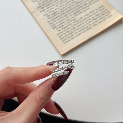 Silver Baguette-Cut Statement Ring