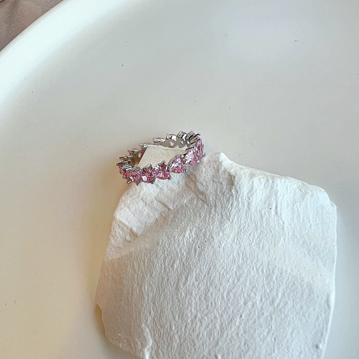 Pink Heart Eternity Ring