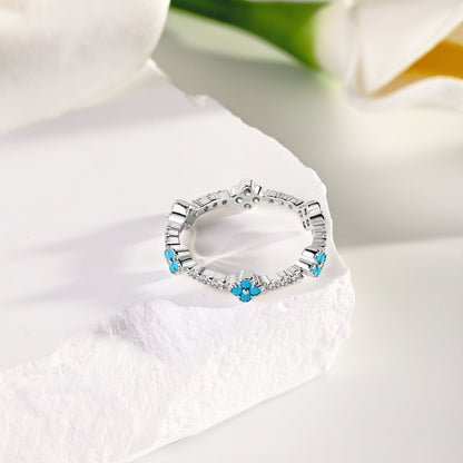 Blue Clover Eternity Ring