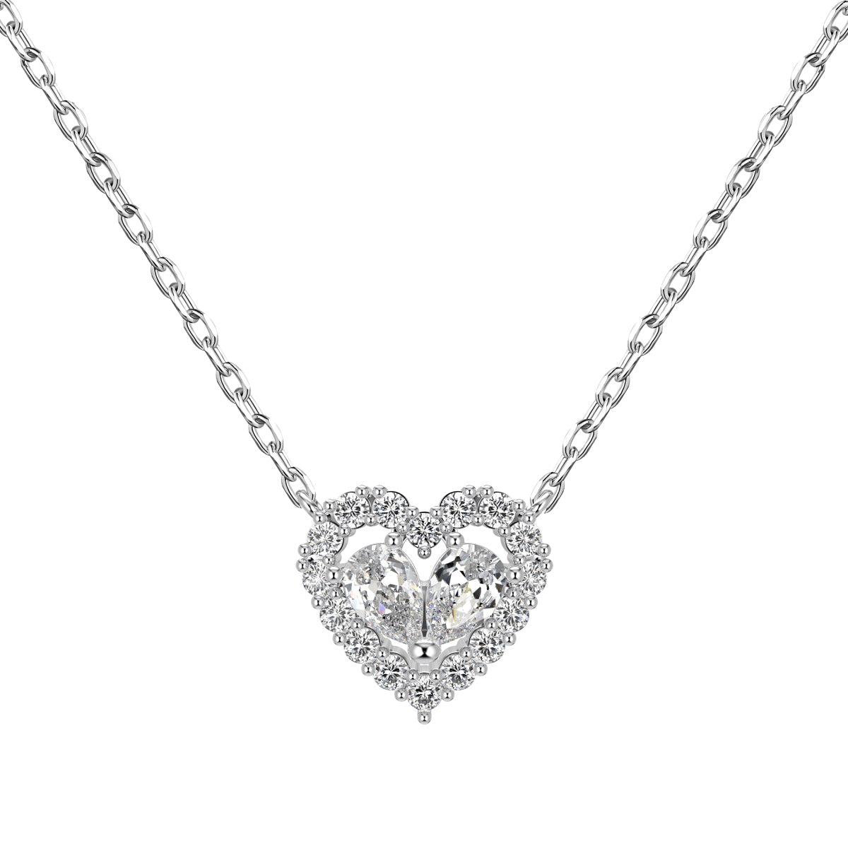 Heart-Shaped Diamond Pendant Necklace