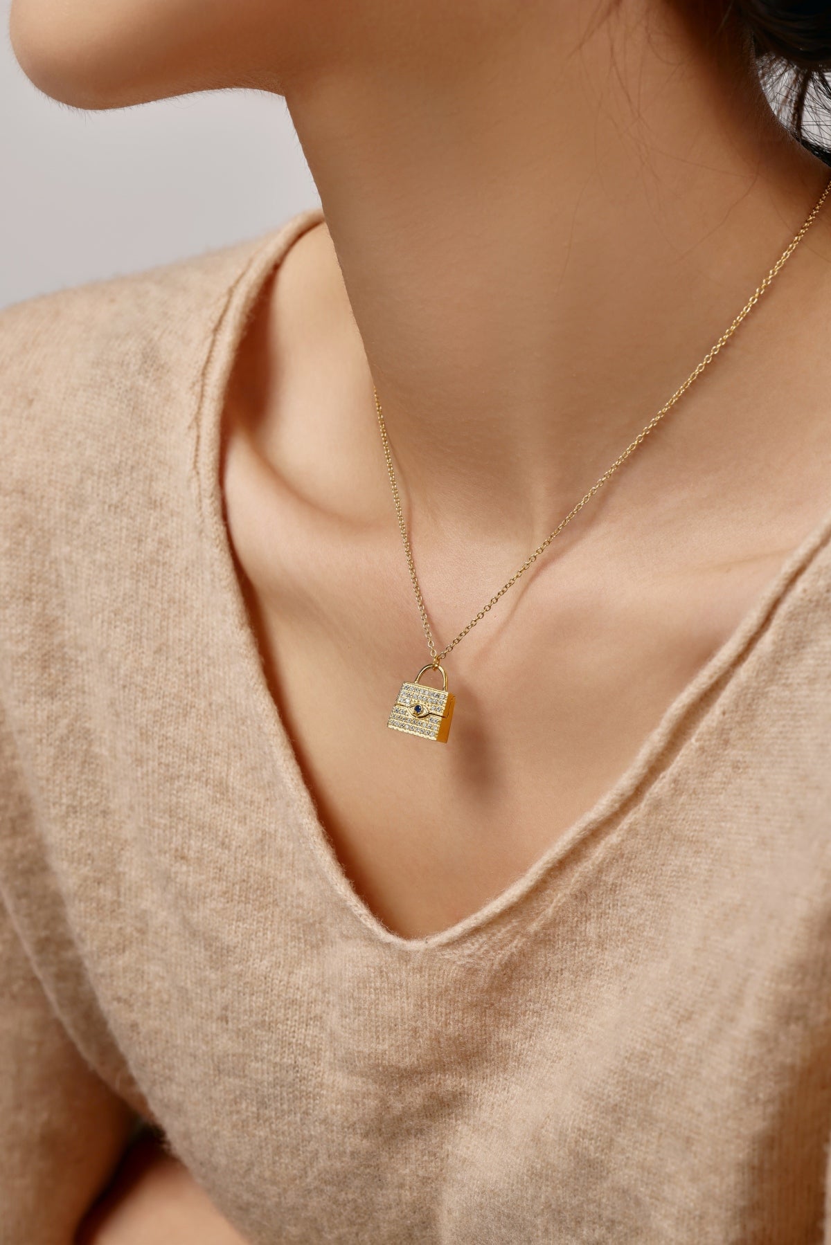 Golden Lock gemstone Necklace