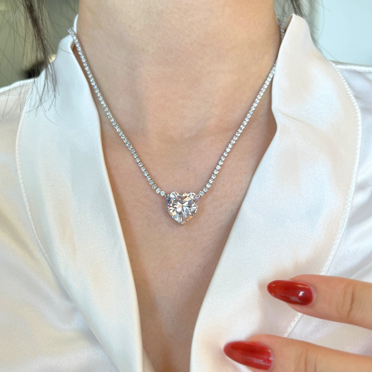 Heart-Cut Diamond Necklace