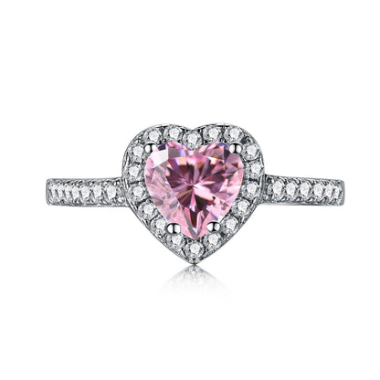 Pink Heart Halo Ring