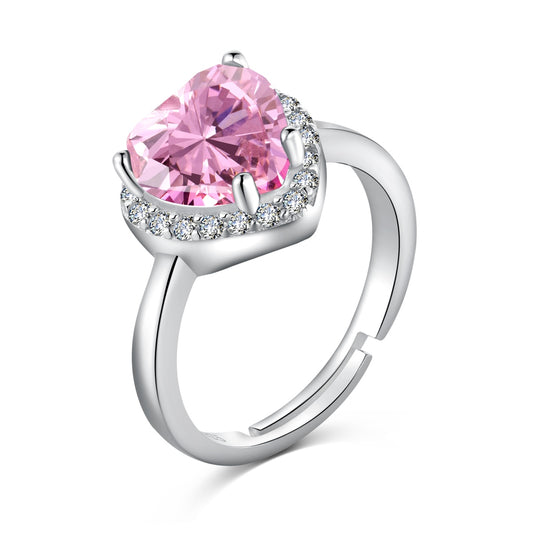 Heart-Shaped Pink Stone Ring