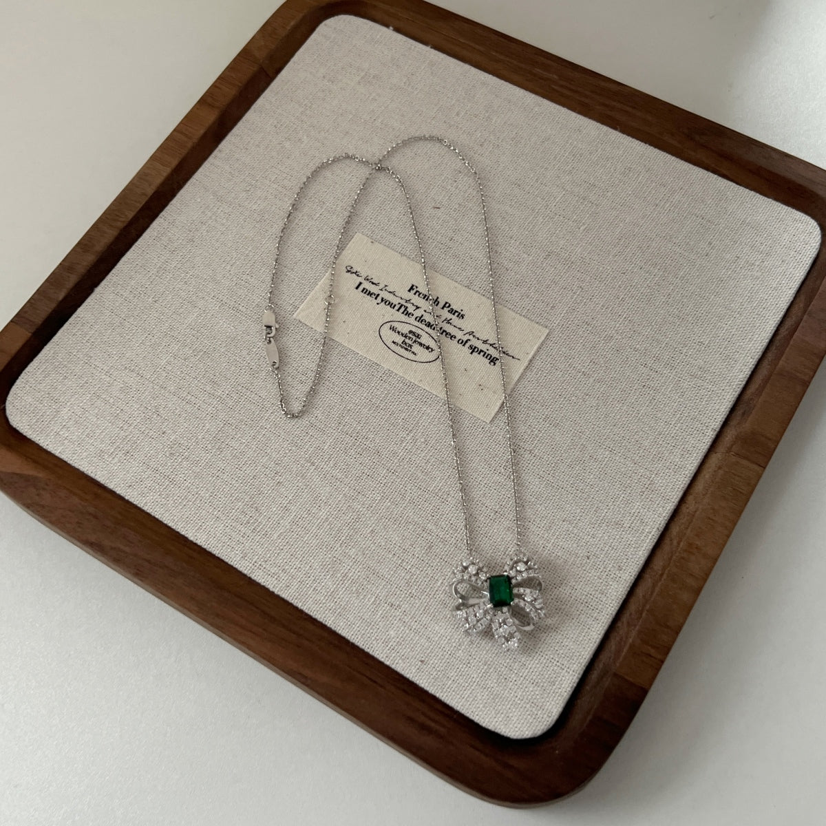 Emerald Bow Necklace