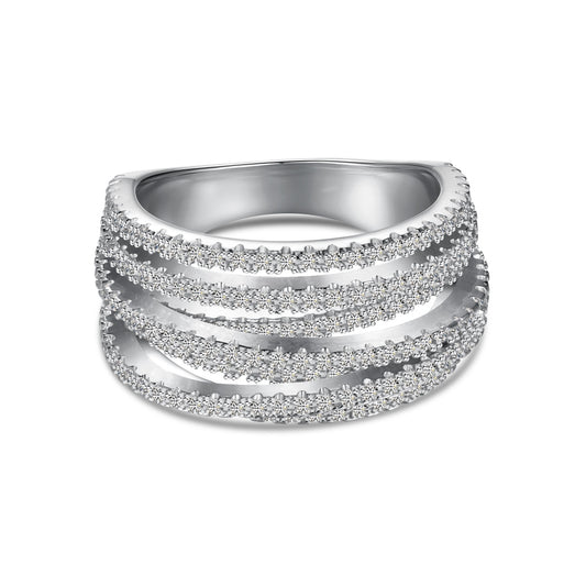 Triple Row Silver Band Ring