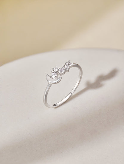 Crescent Moon and Star Ring