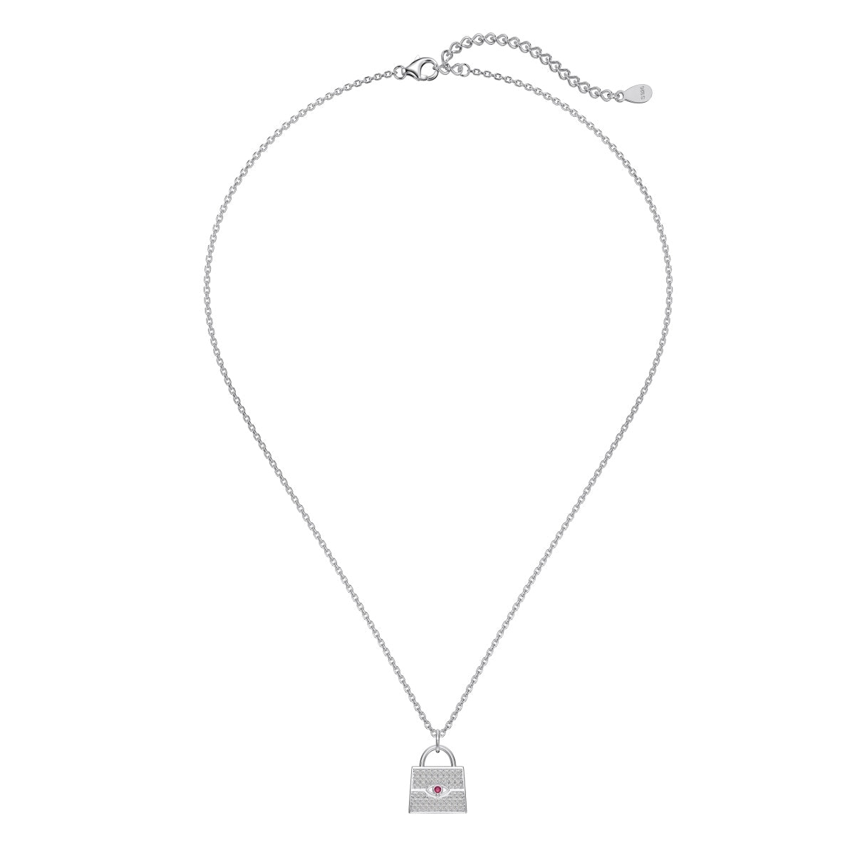 Silver Lock Pink gemstone Necklace