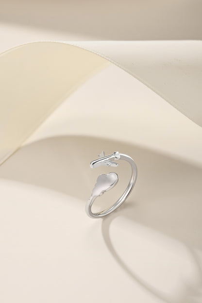 Silver-Tone Airplane Adjustable Ring