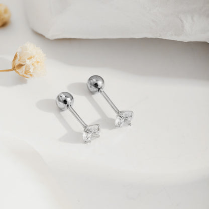 Crystal Stud Earrings with Interchangeable Backs 4mm