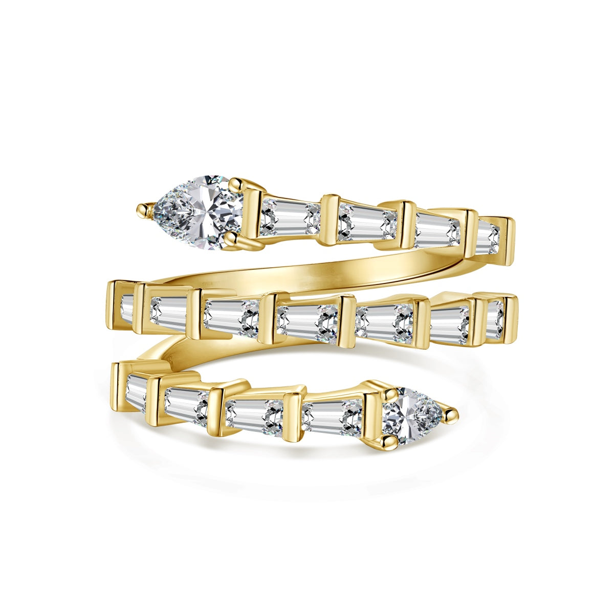 Gold Baguette-Cut Statement Ring