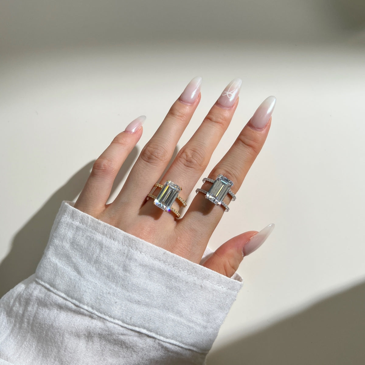 Emerald Cut Silver Statement Ring