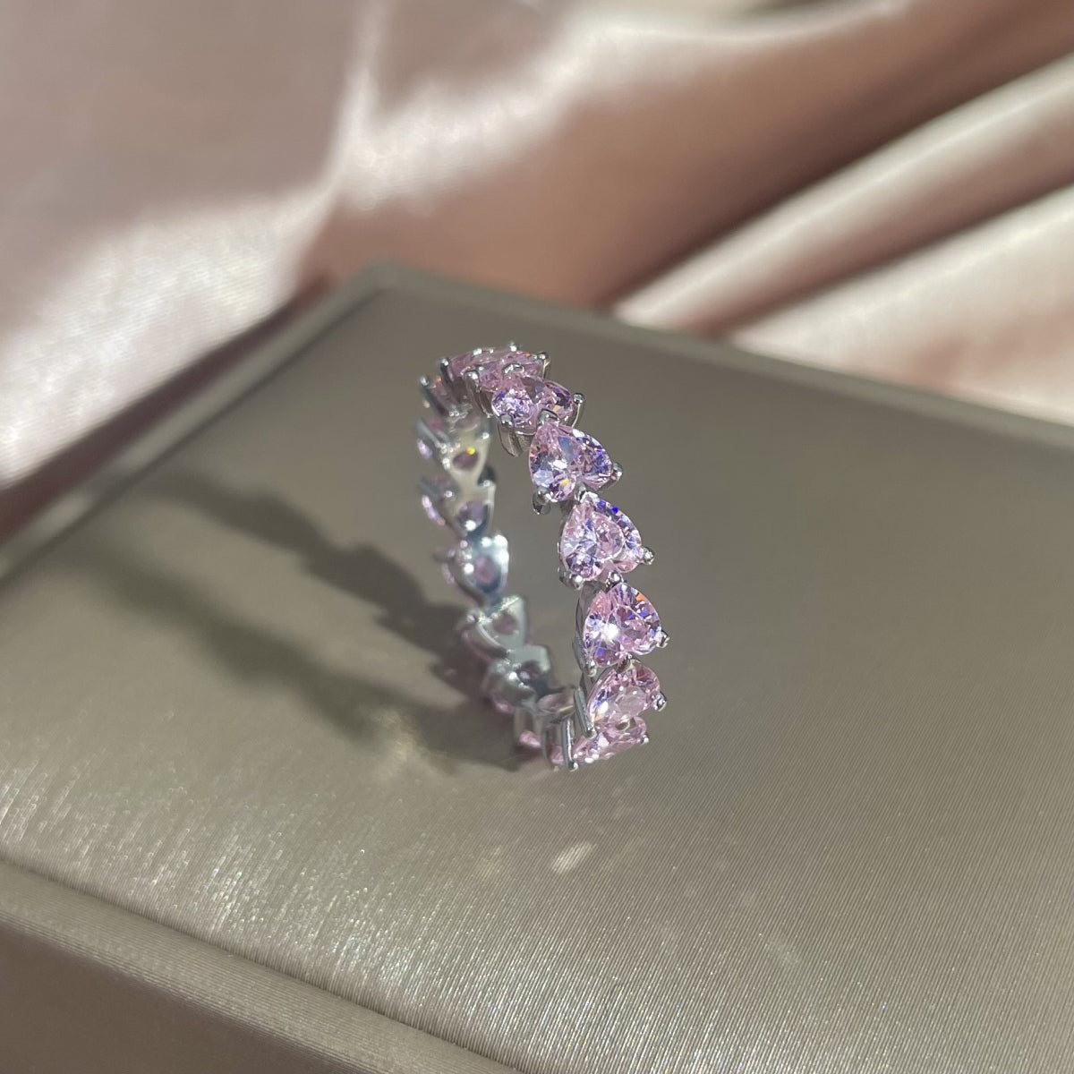 Pink Heart Eternity Ring