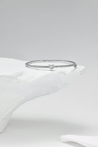 Heart Solitaire Bangle Bracelet